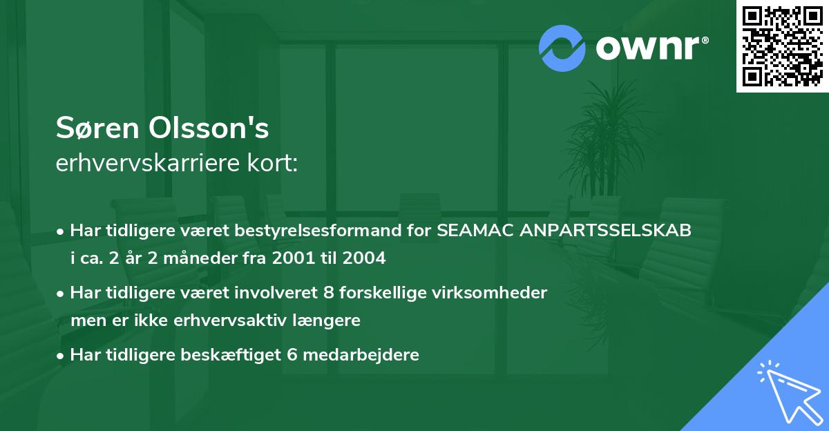 Søren Olsson's erhvervskarriere kort