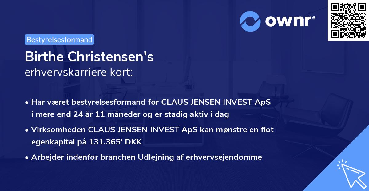 Birthe Christensen's erhvervskarriere kort
