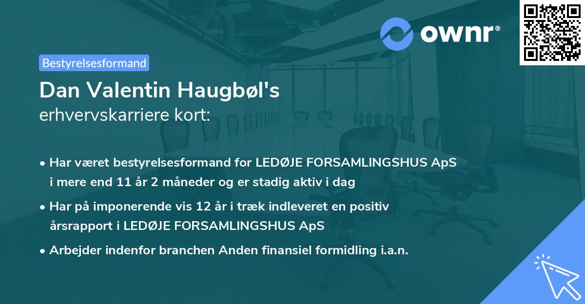 Dan Valentin Haugbøl's erhvervskarriere kort