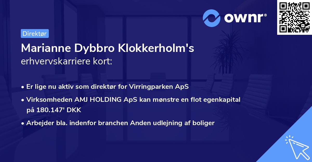 Marianne Dybbro Klokkerholm's erhvervskarriere kort