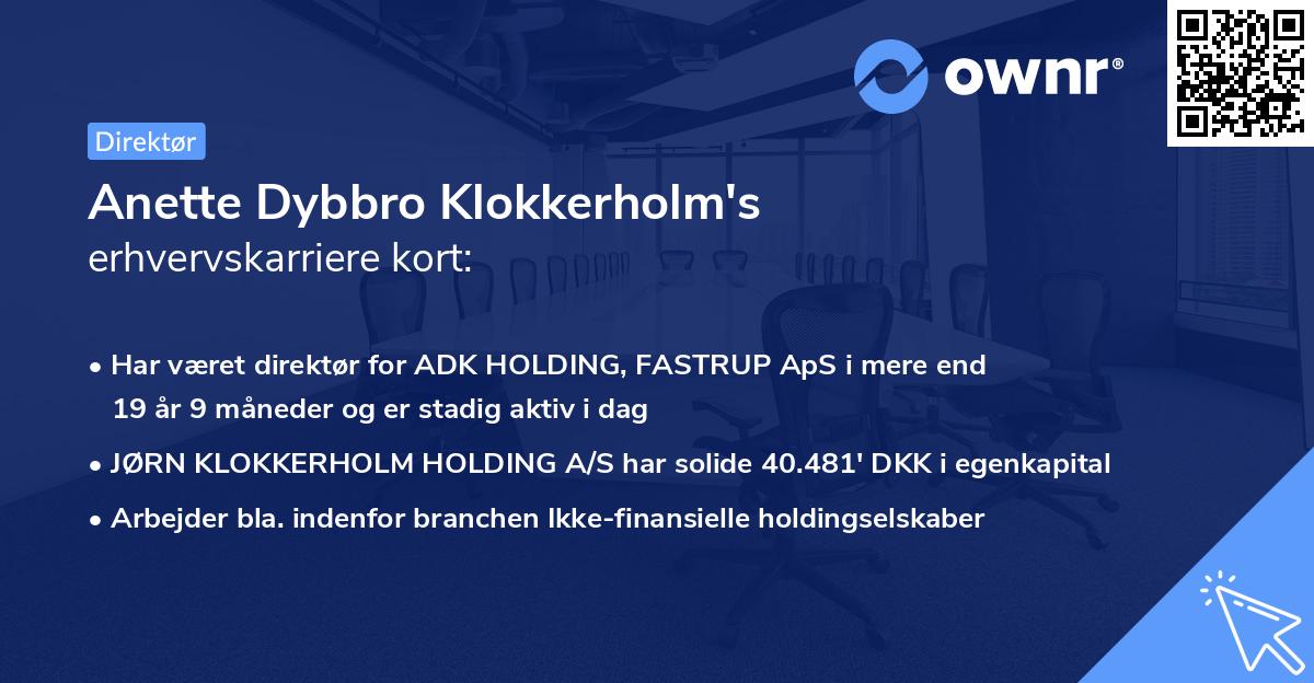 Anette Dybbro Klokkerholm's erhvervskarriere kort