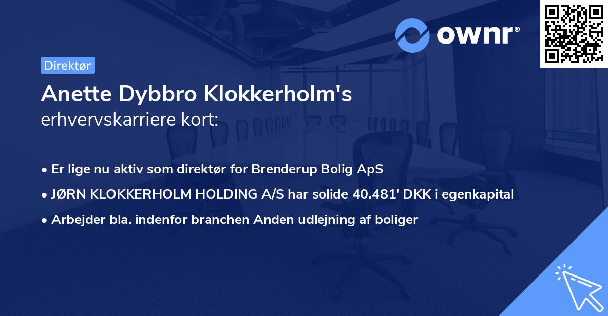 Anette Dybbro Klokkerholm's erhvervskarriere kort