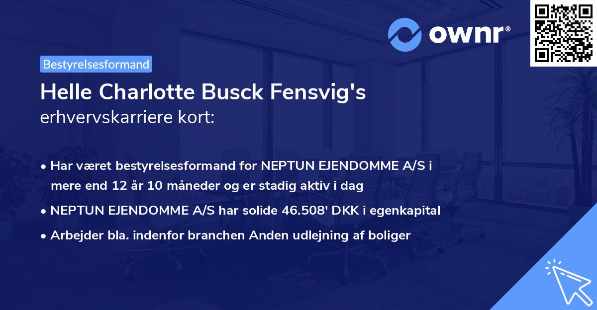 Helle Charlotte Busck Fensvig's erhvervskarriere kort