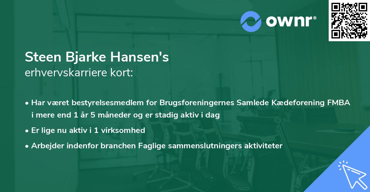 Steen Bjarke Hansen's erhvervskarriere kort