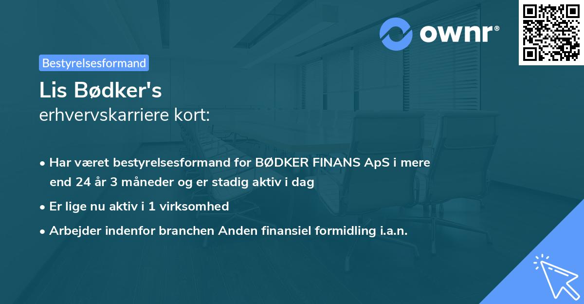 Lis Bødker's erhvervskarriere kort
