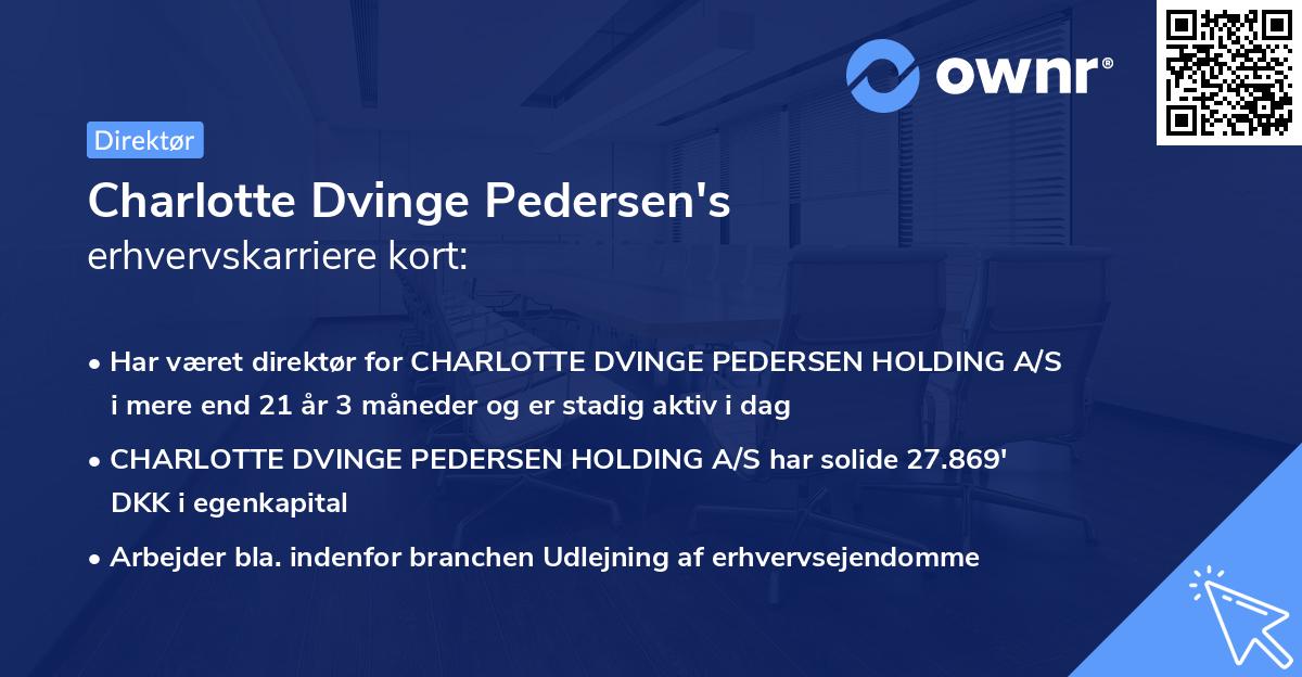 Charlotte Dvinge Pedersen's erhvervskarriere kort
