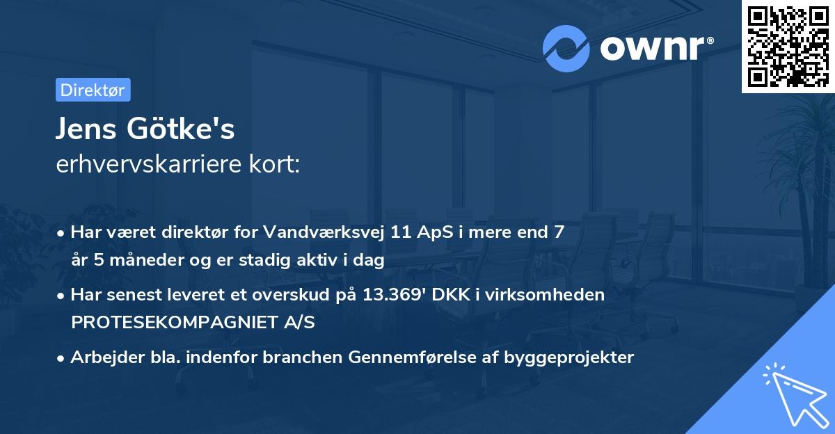 Jens Götke's erhvervskarriere kort