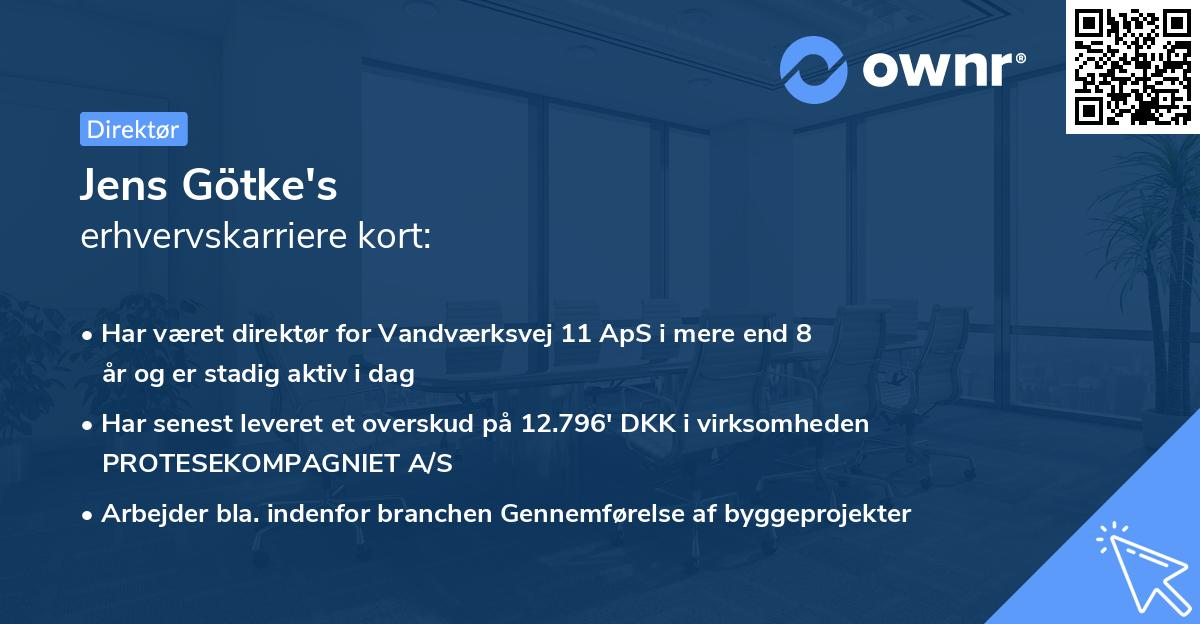 Jens Götke's erhvervskarriere kort