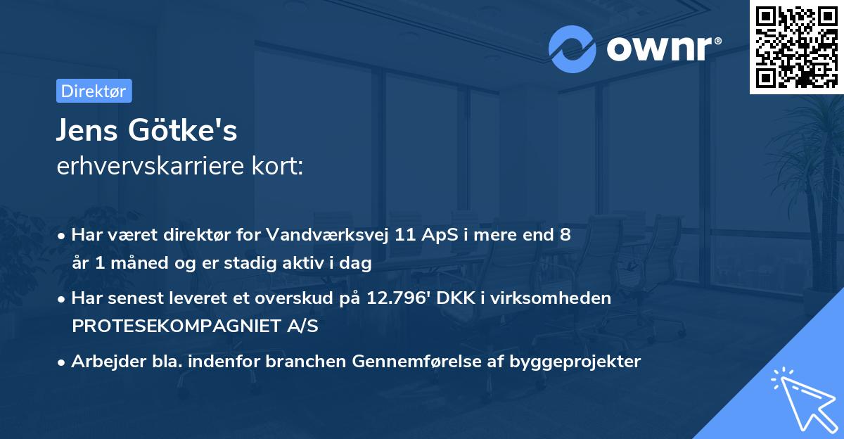 Jens Götke's erhvervskarriere kort