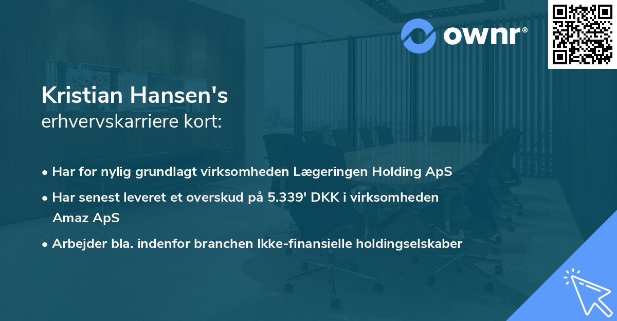 Kristian Hansen's erhvervskarriere kort