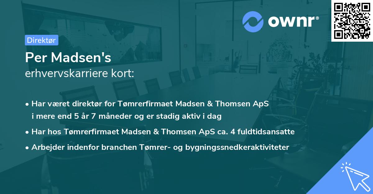 Per Madsen's erhvervskarriere kort