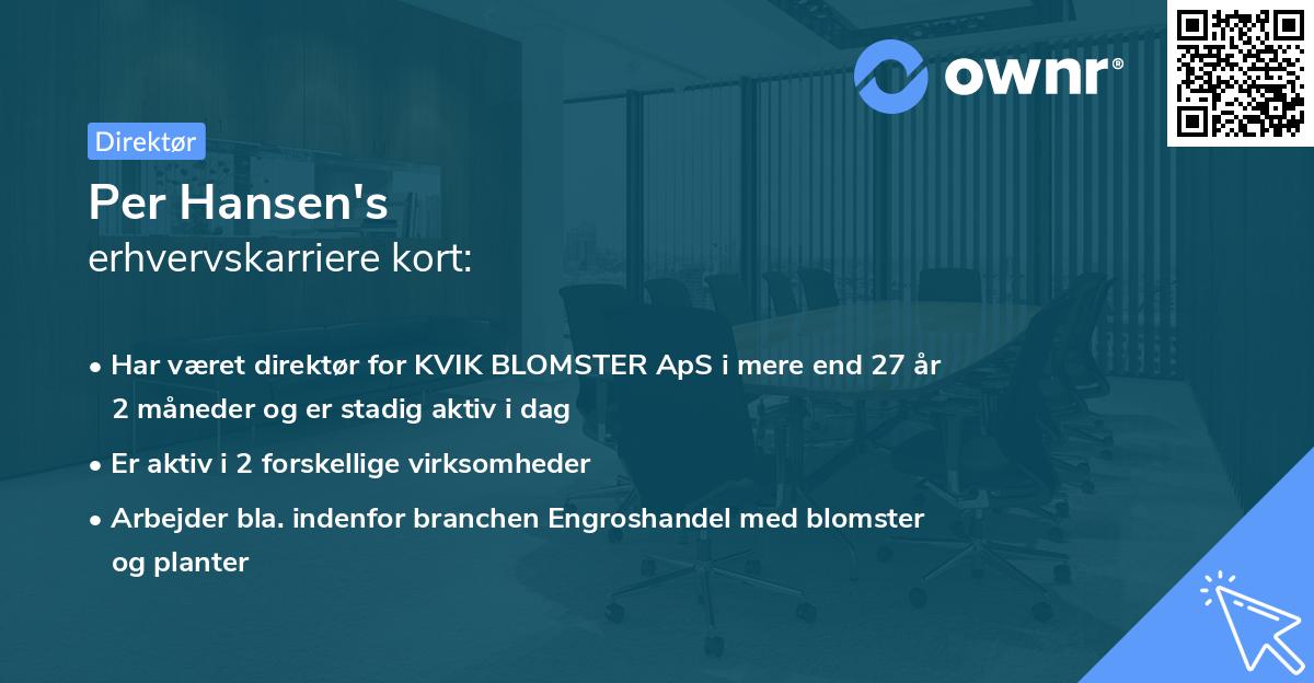 Per Hansen's erhvervskarriere kort