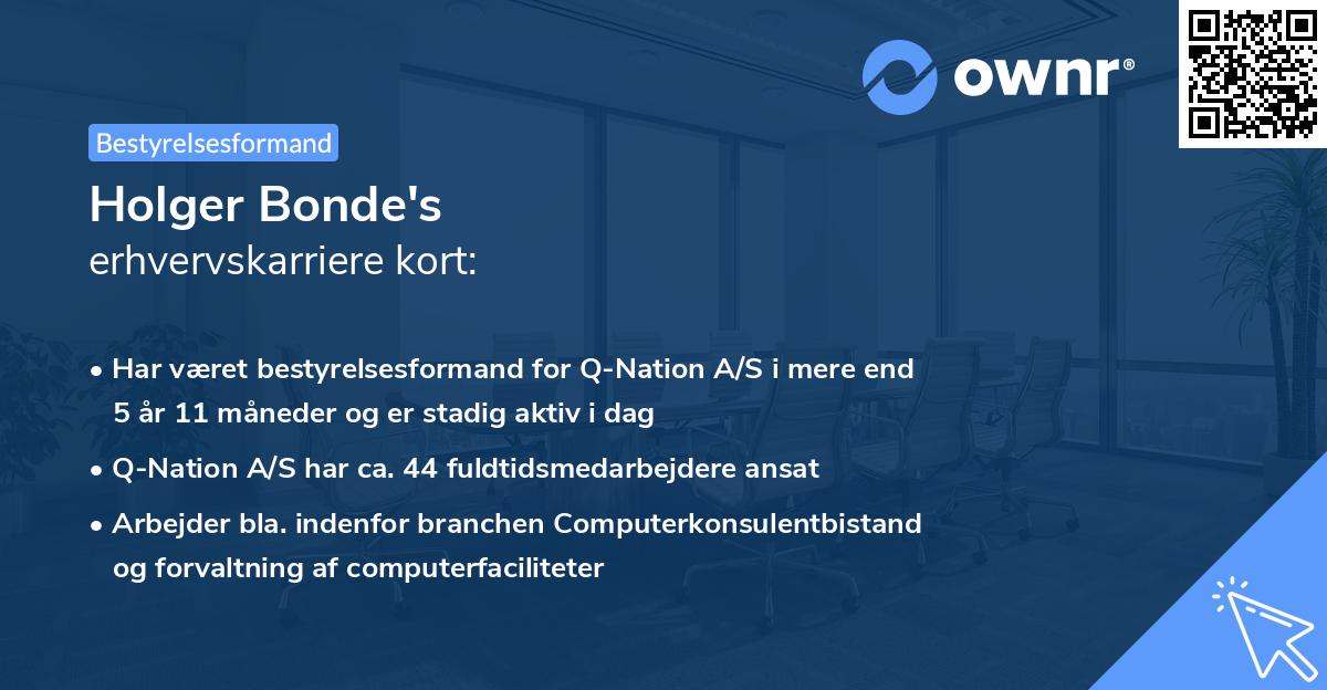 Holger Bonde's erhvervskarriere kort