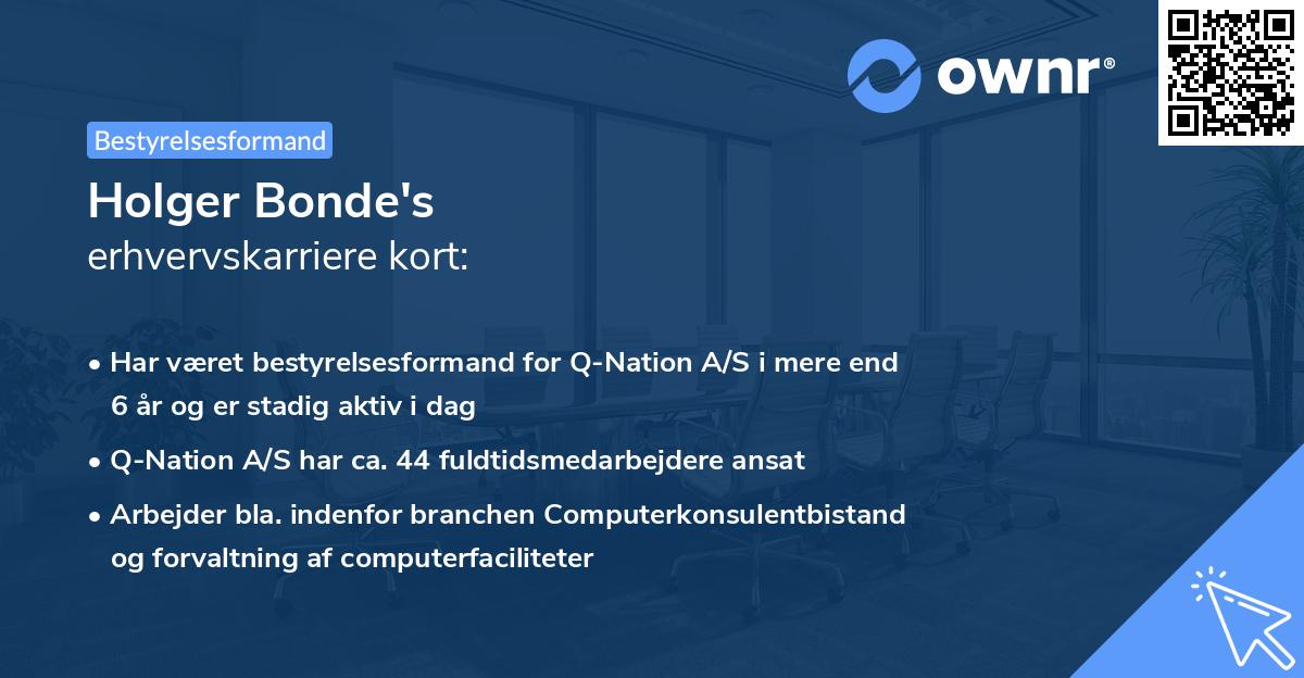 Holger Bonde's erhvervskarriere kort