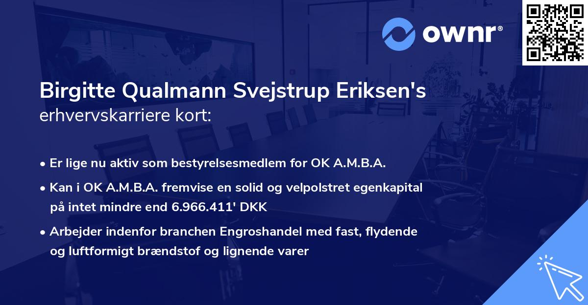 Birgitte Qualmann Svejstrup Eriksen's erhvervskarriere kort
