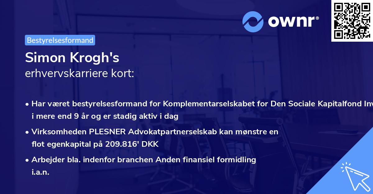 Simon Krogh's erhvervskarriere kort