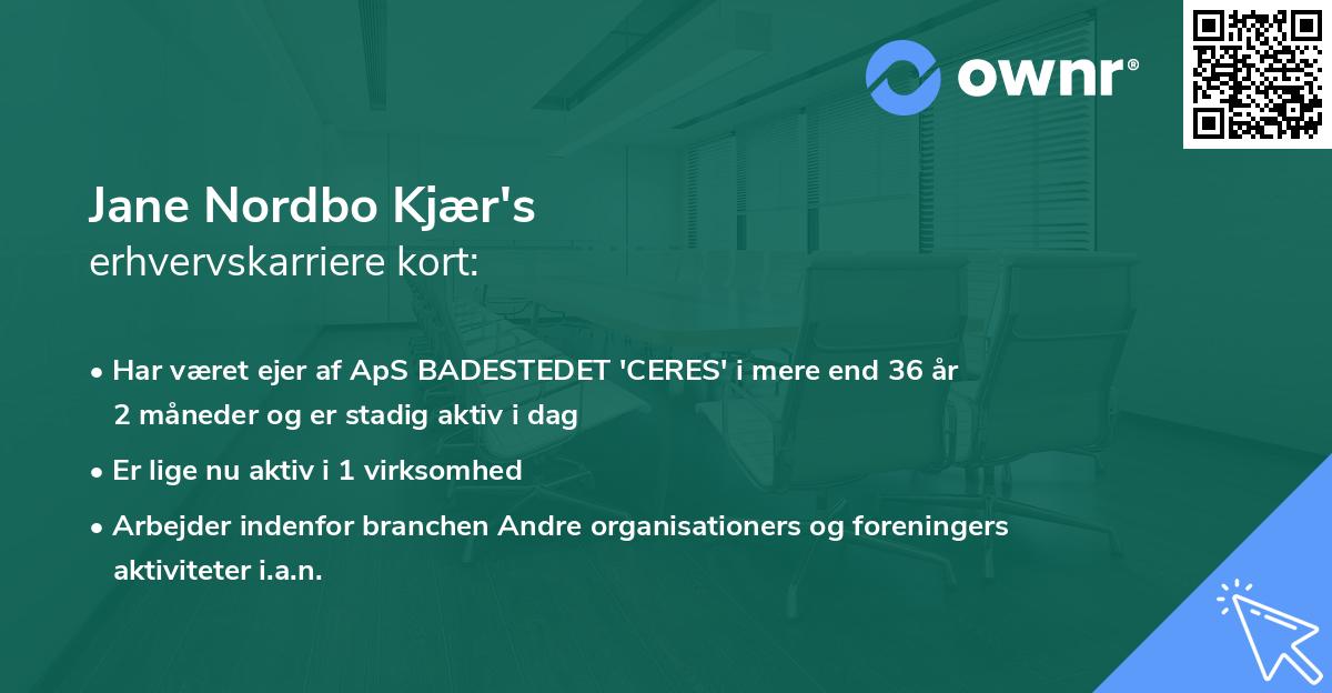 Jane Nordbo Kjær's erhvervskarriere kort