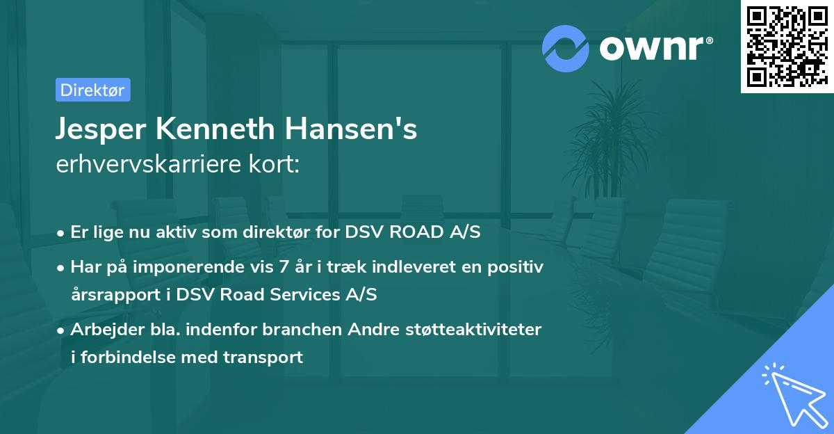 Jesper Kenneth Hansen's erhvervskarriere kort