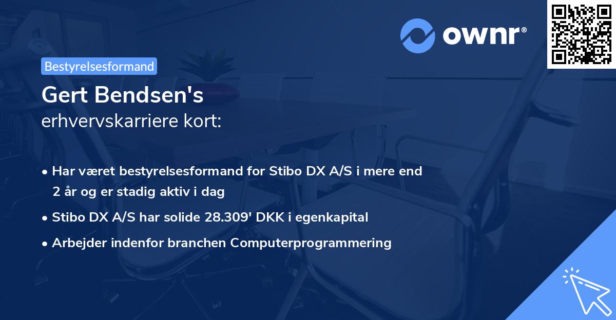 Gert Bendsen's erhvervskarriere kort