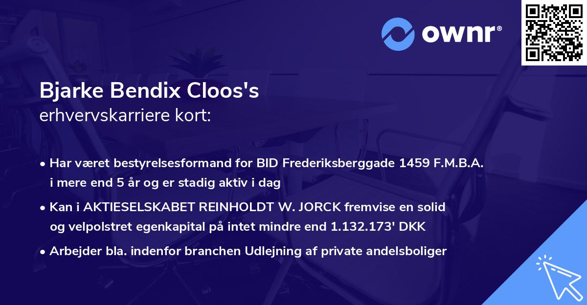 Bjarke Bendix Cloos's erhvervskarriere kort