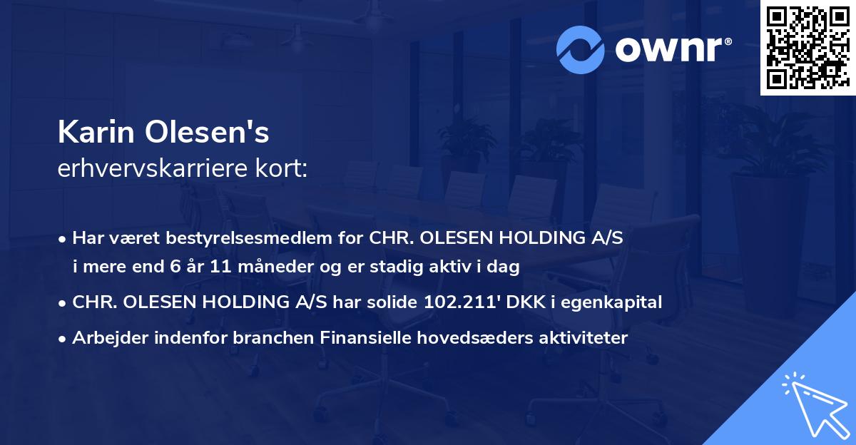 Karin Olesen's erhvervskarriere kort