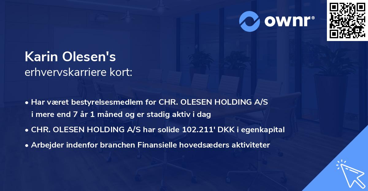 Karin Olesen's erhvervskarriere kort