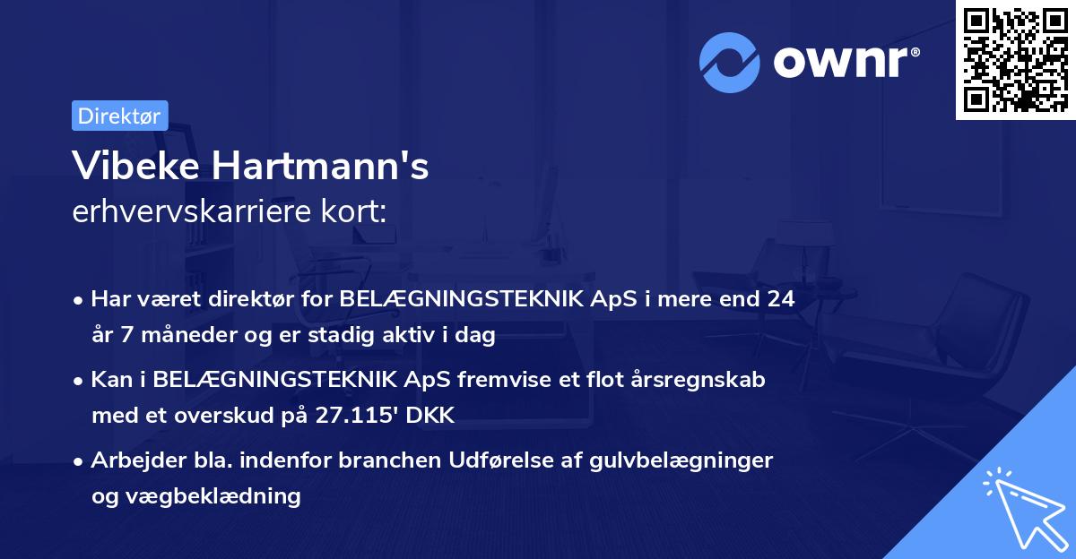 Vibeke Hartmann's erhvervskarriere kort