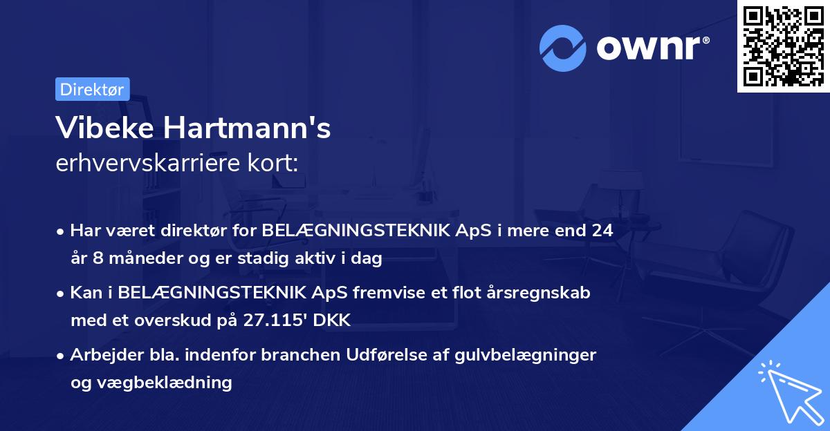 Vibeke Hartmann's erhvervskarriere kort