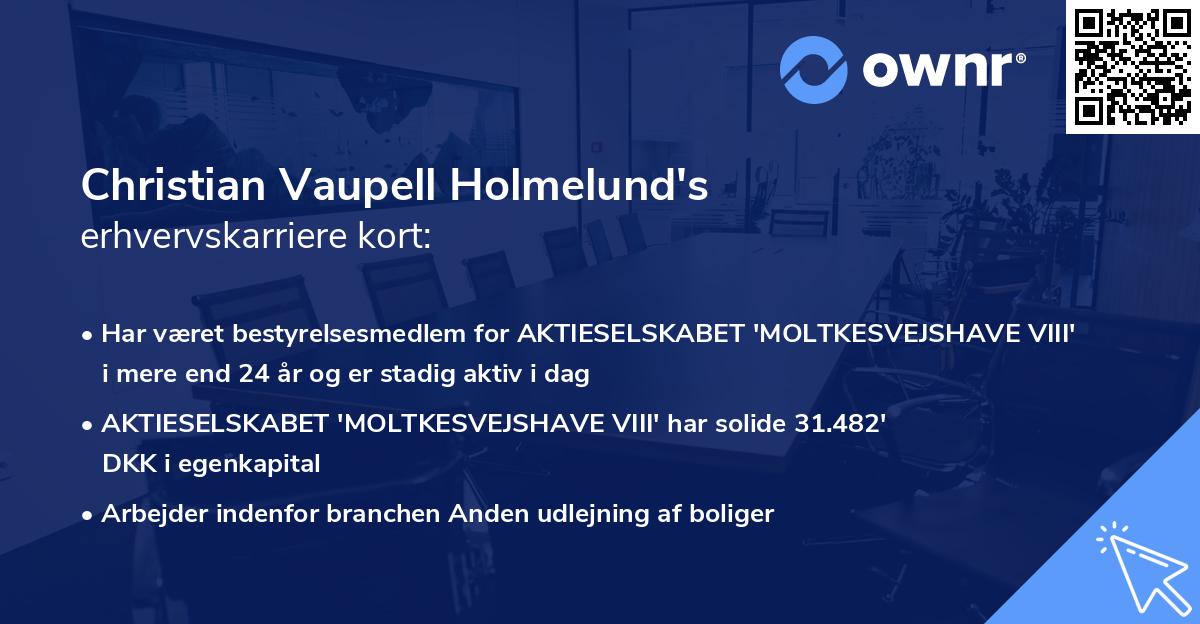Christian Vaupell Holmelund's erhvervskarriere kort