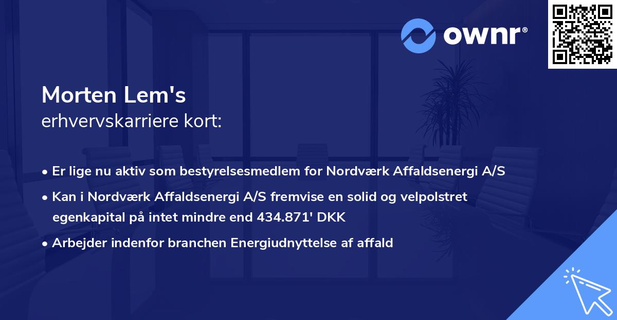 Morten Lem's erhvervskarriere kort