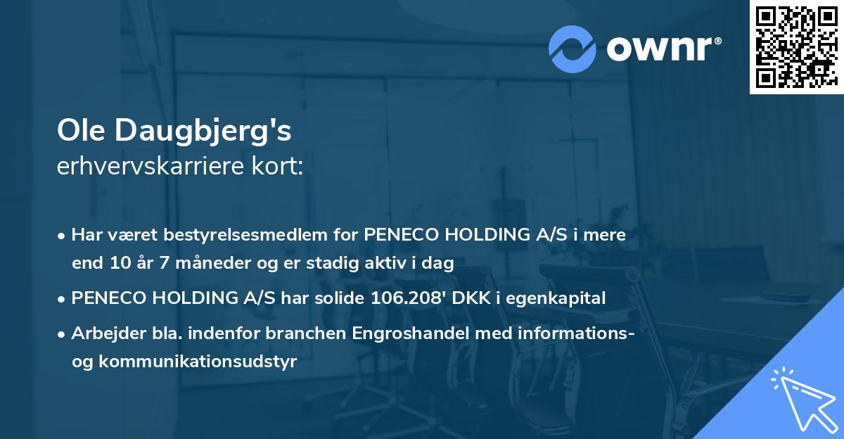 Ole Daugbjerg's erhvervskarriere kort