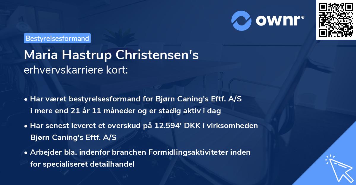 Maria Hastrup Christensen's erhvervskarriere kort