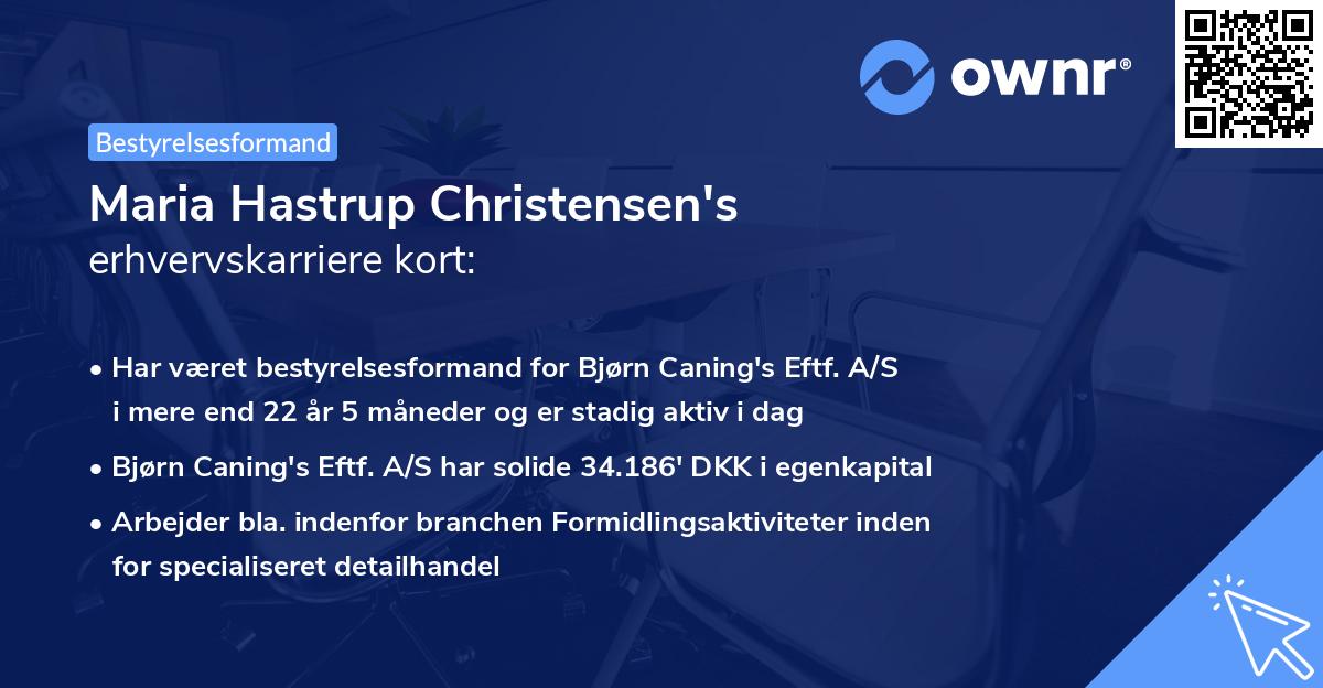 Maria Hastrup Christensen's erhvervskarriere kort