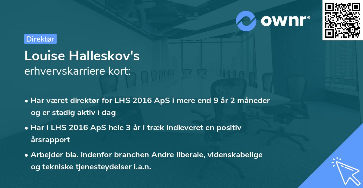 Louise Halleskov's erhvervskarriere kort