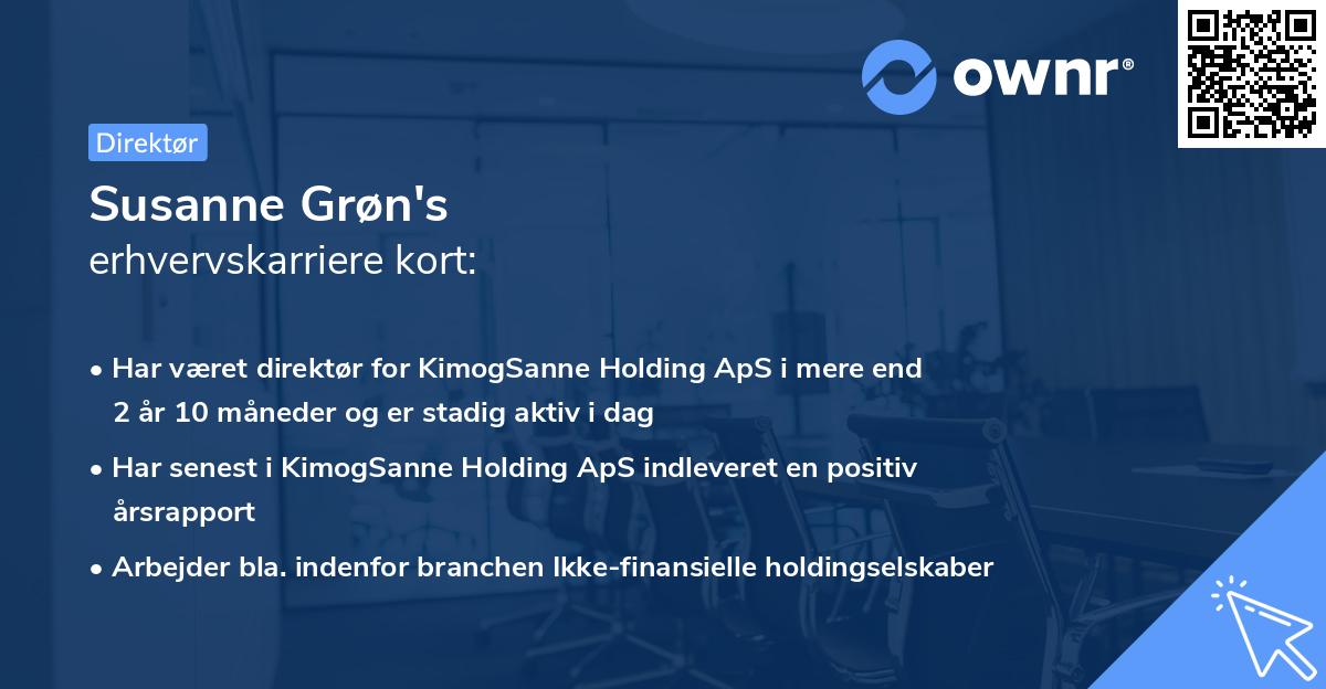 Susanne Grøn's erhvervskarriere kort