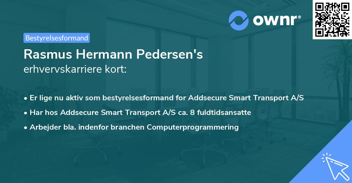 Rasmus Hermann Pedersen's erhvervskarriere kort