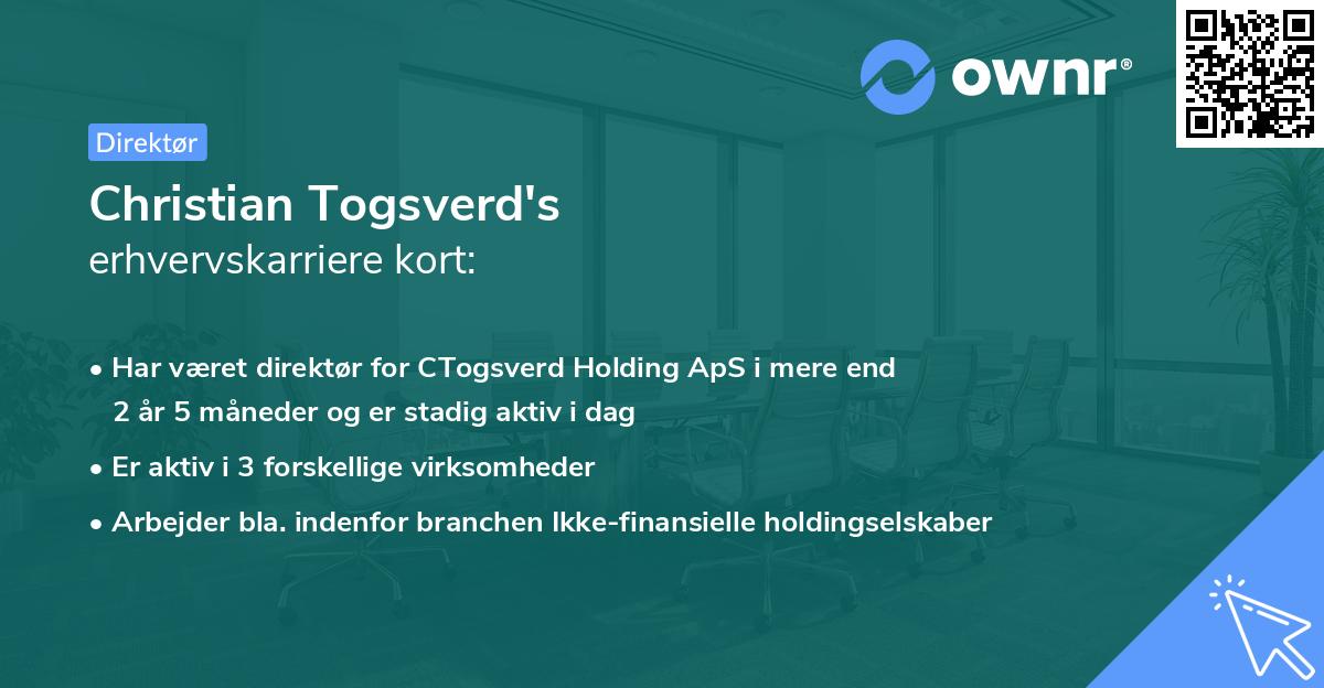 Christian Togsverd's erhvervskarriere kort