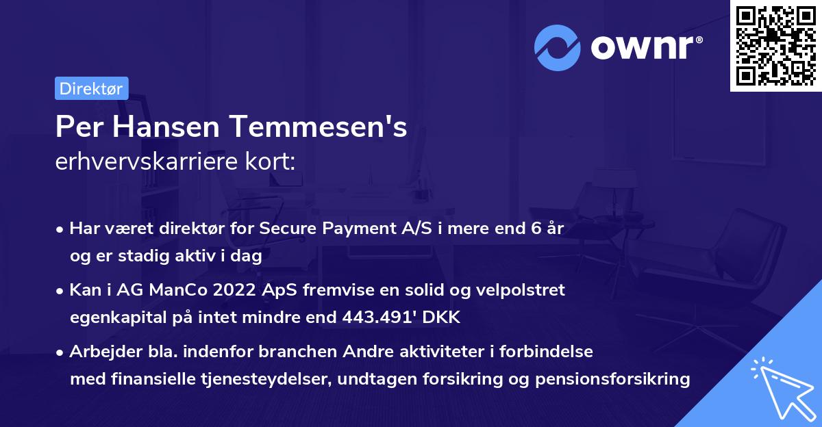 Per Hansen Temmesen's erhvervskarriere kort