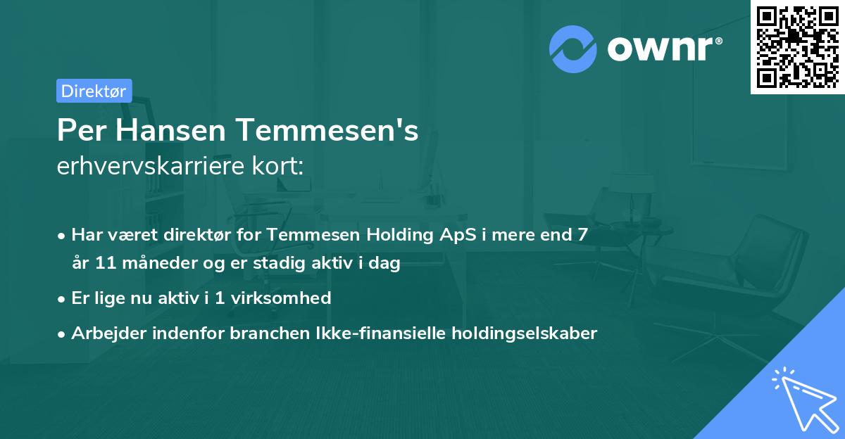 Per Hansen Temmesen's erhvervskarriere kort