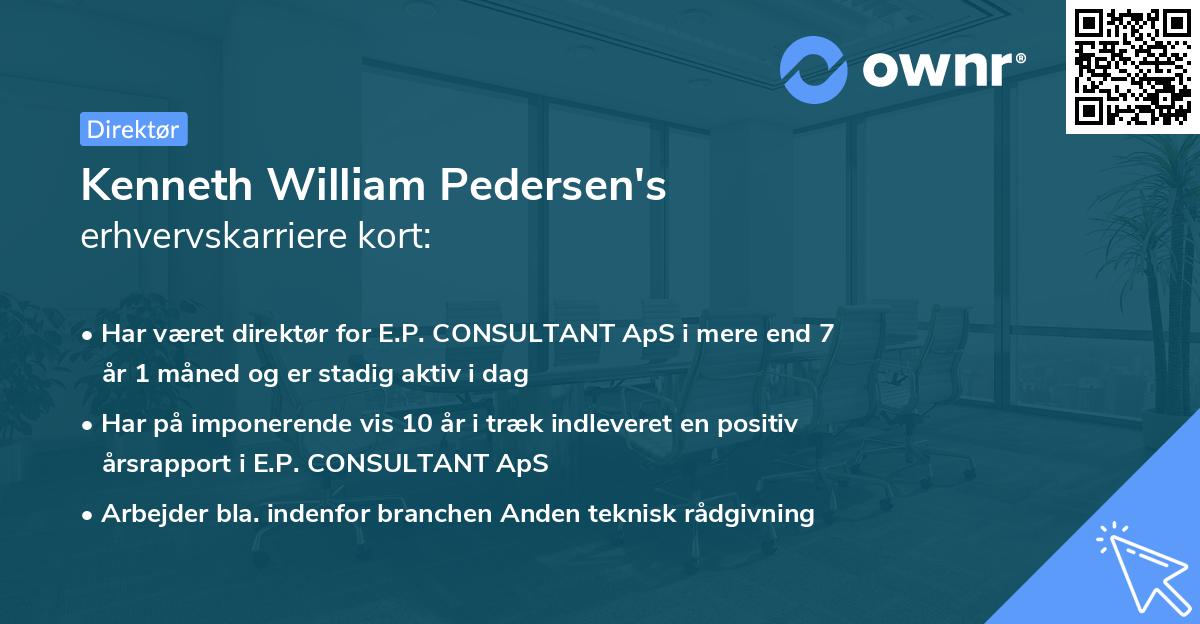 Kenneth William Pedersen's erhvervskarriere kort