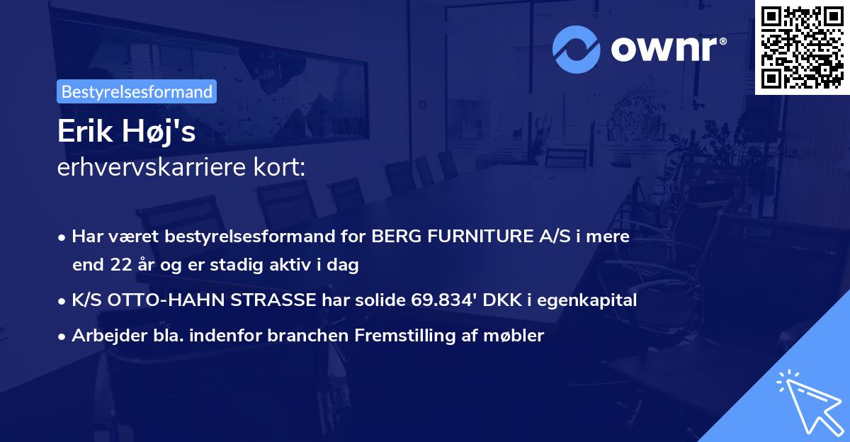 Erik Høj's erhvervskarriere kort