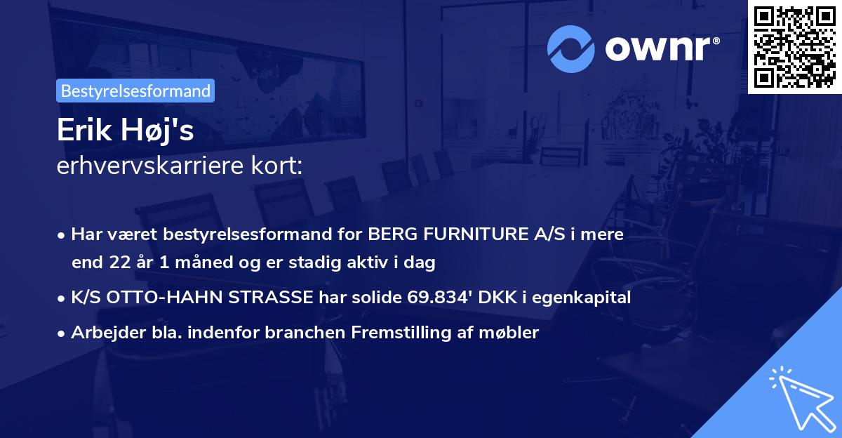Erik Høj's erhvervskarriere kort