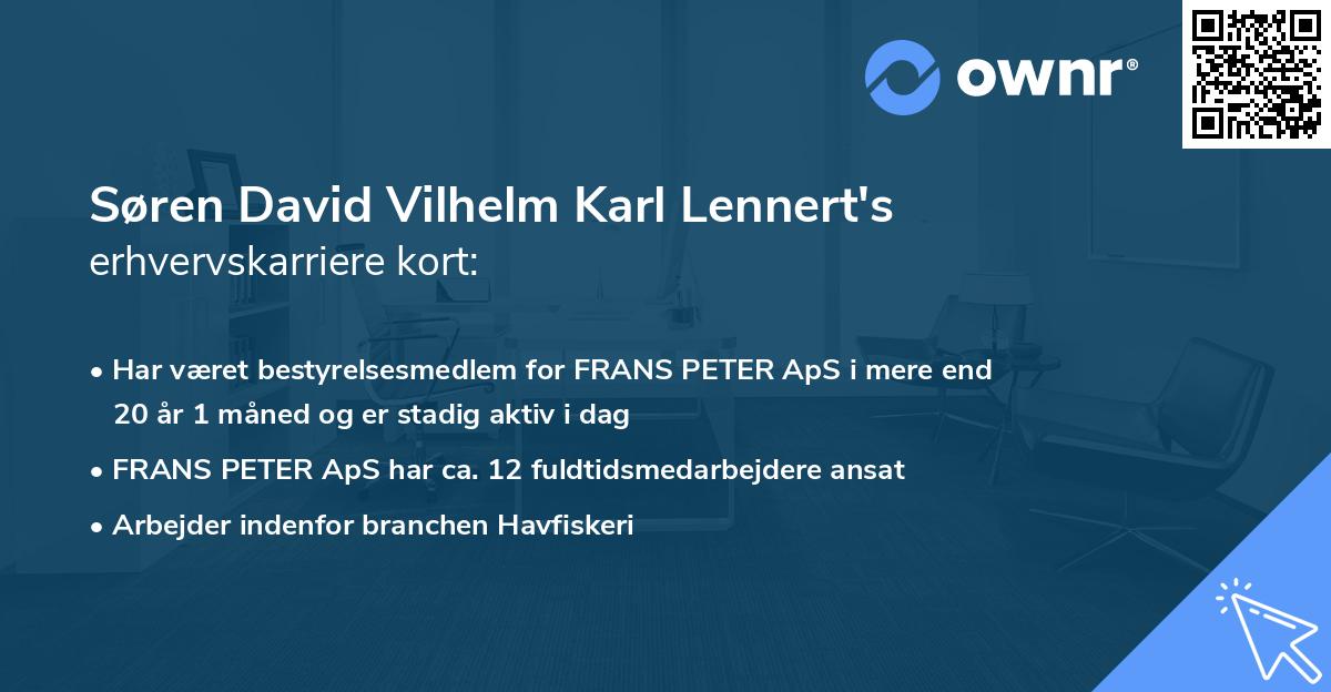 Søren David Vilhelm Karl Lennert's erhvervskarriere kort