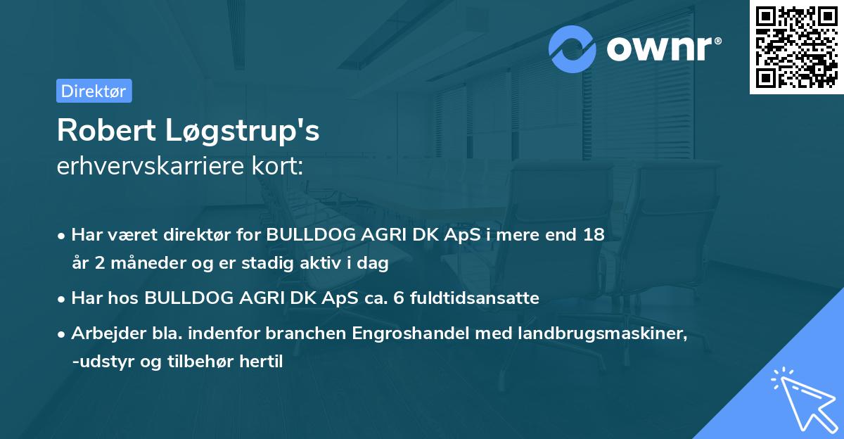 Robert Løgstrup's erhvervskarriere kort