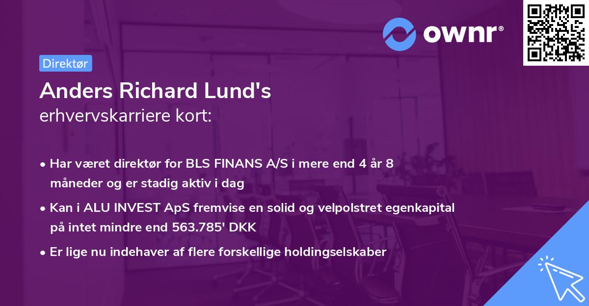 Anders Richard Lund's erhvervskarriere kort