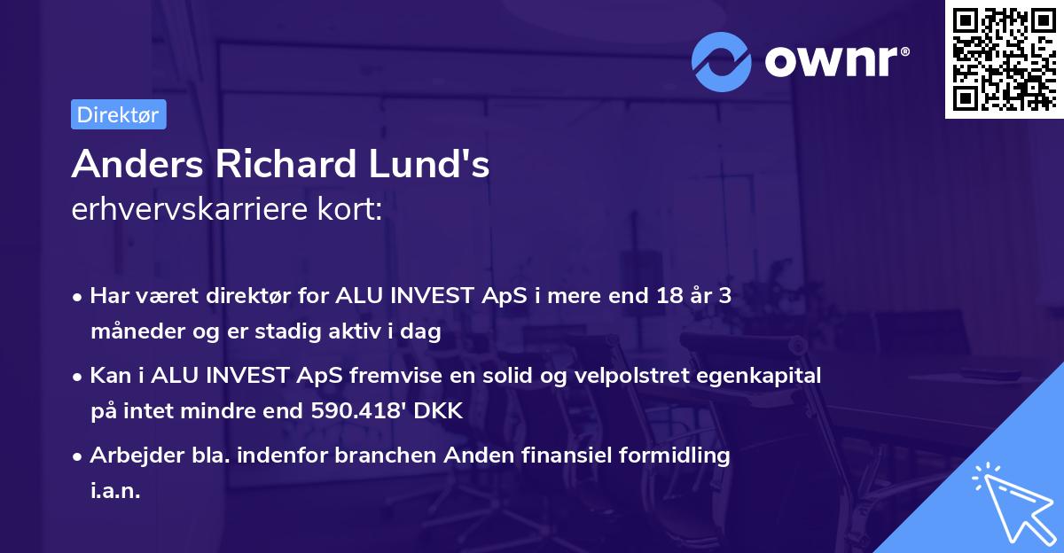 Anders Richard Lund's erhvervskarriere kort