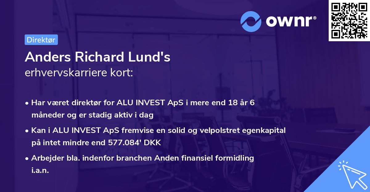 Anders Richard Lund's erhvervskarriere kort