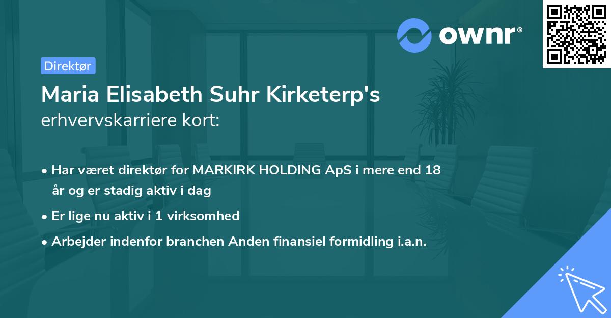 Maria Elisabeth Suhr Kirketerp's erhvervskarriere kort