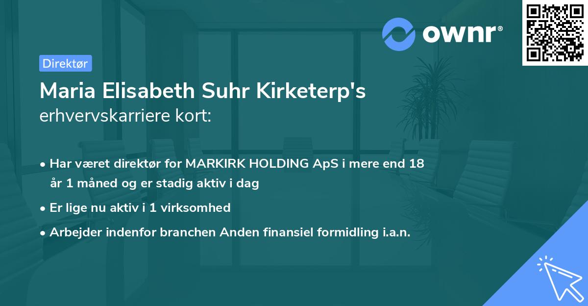 Maria Elisabeth Suhr Kirketerp's erhvervskarriere kort