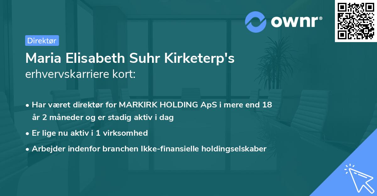 Maria Elisabeth Suhr Kirketerp's erhvervskarriere kort